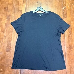 Eileen Fisher T-Shirt Women Medium Black Viscose‎ Spandex Short Sleeve Crew Neck